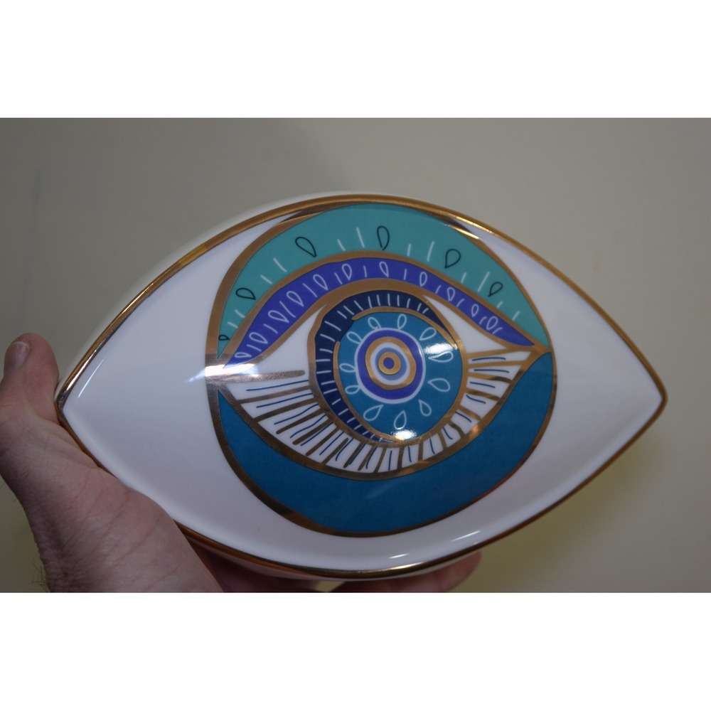 Karma and Luck Protected with Positivity - Evil Eye Ceramic Shelf Statue White
